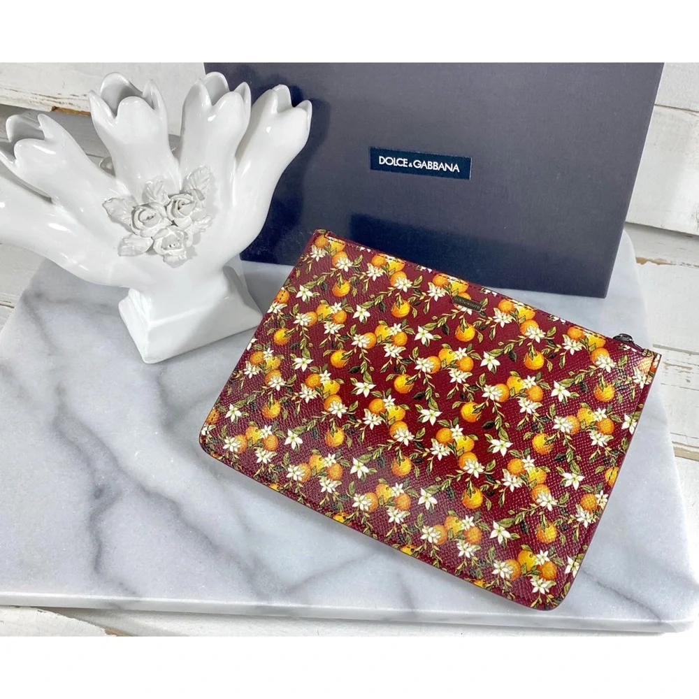 Dolce & Gabbana Leather Tangerine Pouch